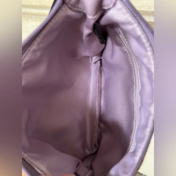 Coach Signature Satin Crossbody Purse Bag Lilac/Lilac Silver Half Moon Shaped - Picture 9 of 12